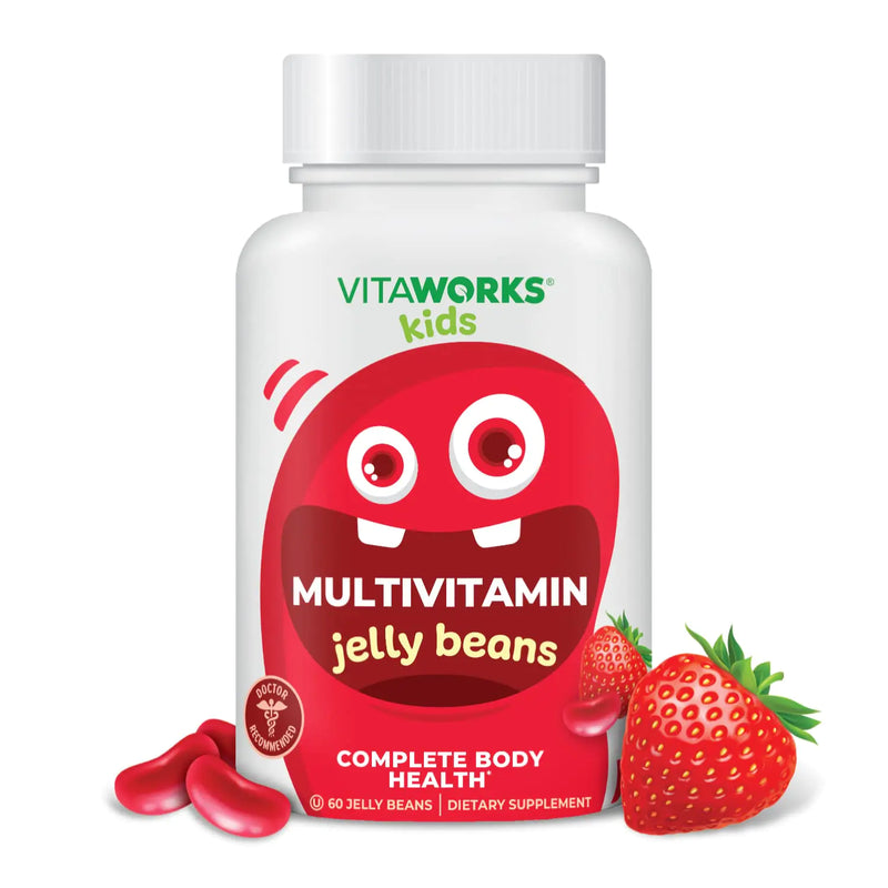 VitaWorks Kids Multivitamin & Minerals Jelly Beans - Tasty Natural Fruit Flavor - Vegetarian GMO-Free Nut Free - Dietary Supplement - Complete Body Health for Children - 60 Jellies